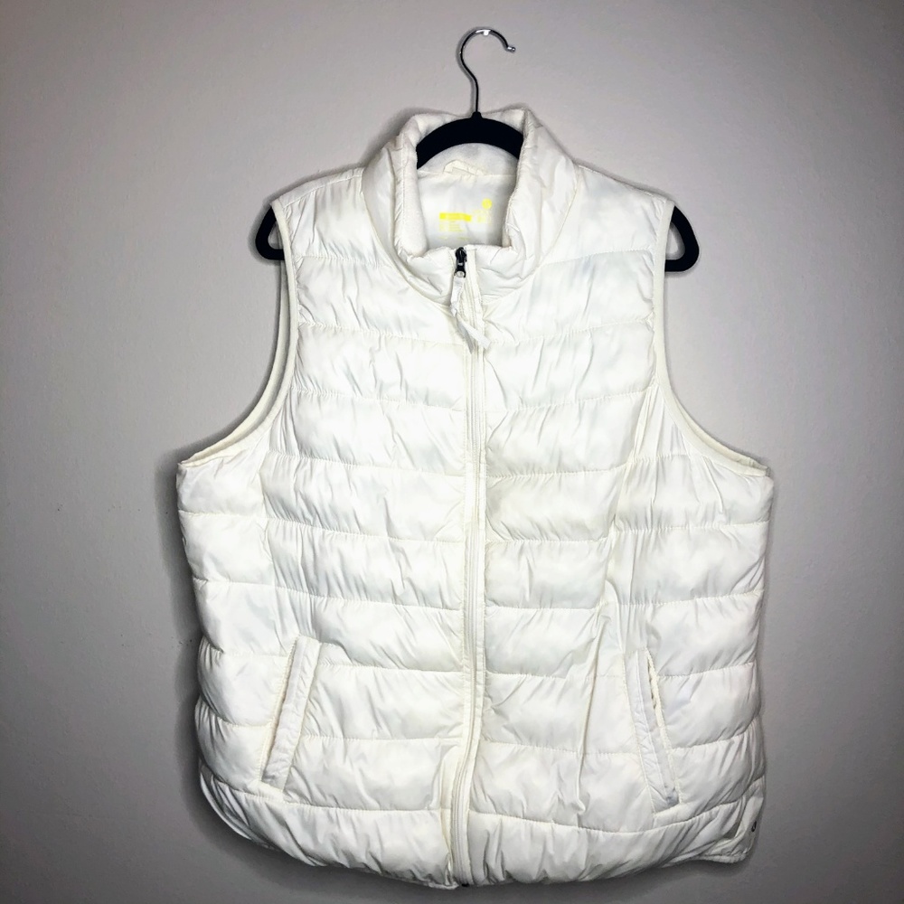 💍 Xersion Cream Puffy Vest Pockets Plus Size 2X - Picture 1 of 7
